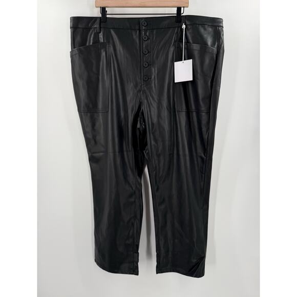 Pistola Pants SZ 24W Tammy High Waist Button Fly Black Faux Leather Trousers NWT - Picture 3 of 16